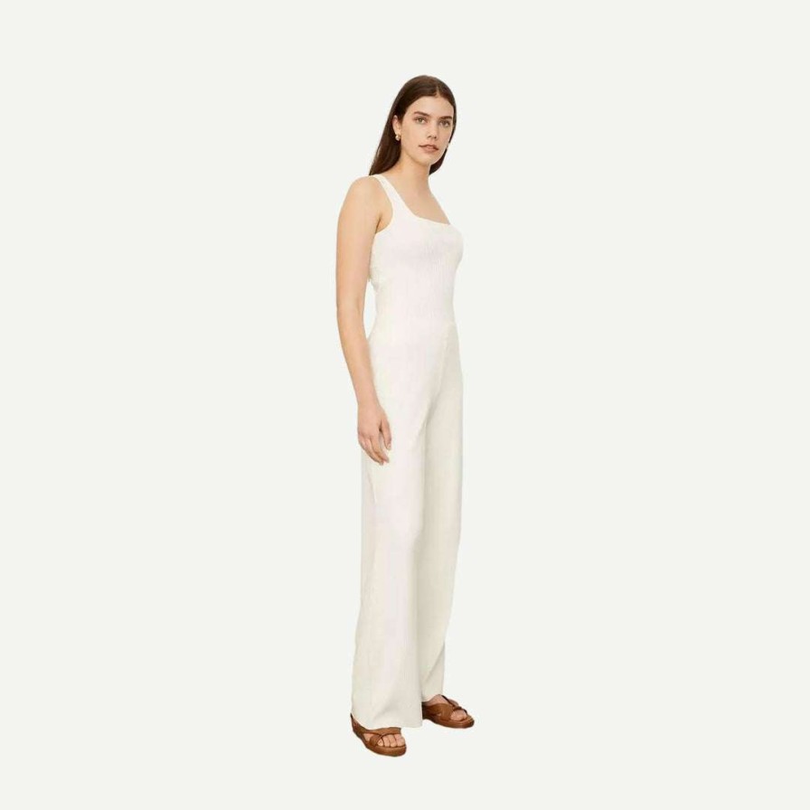 Womens * | Vince Wide Leg Ribbed Pant Off White Womens