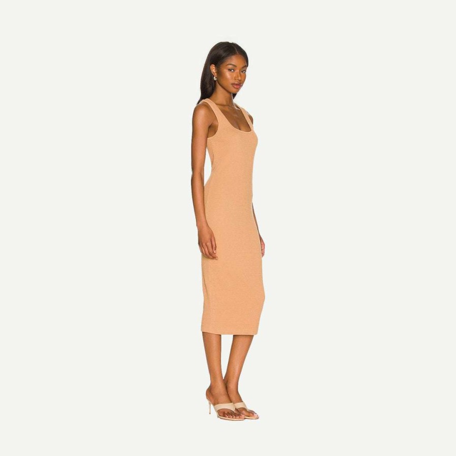 Womens * | Enza Costa Puckered Knit Dress Italian Clay