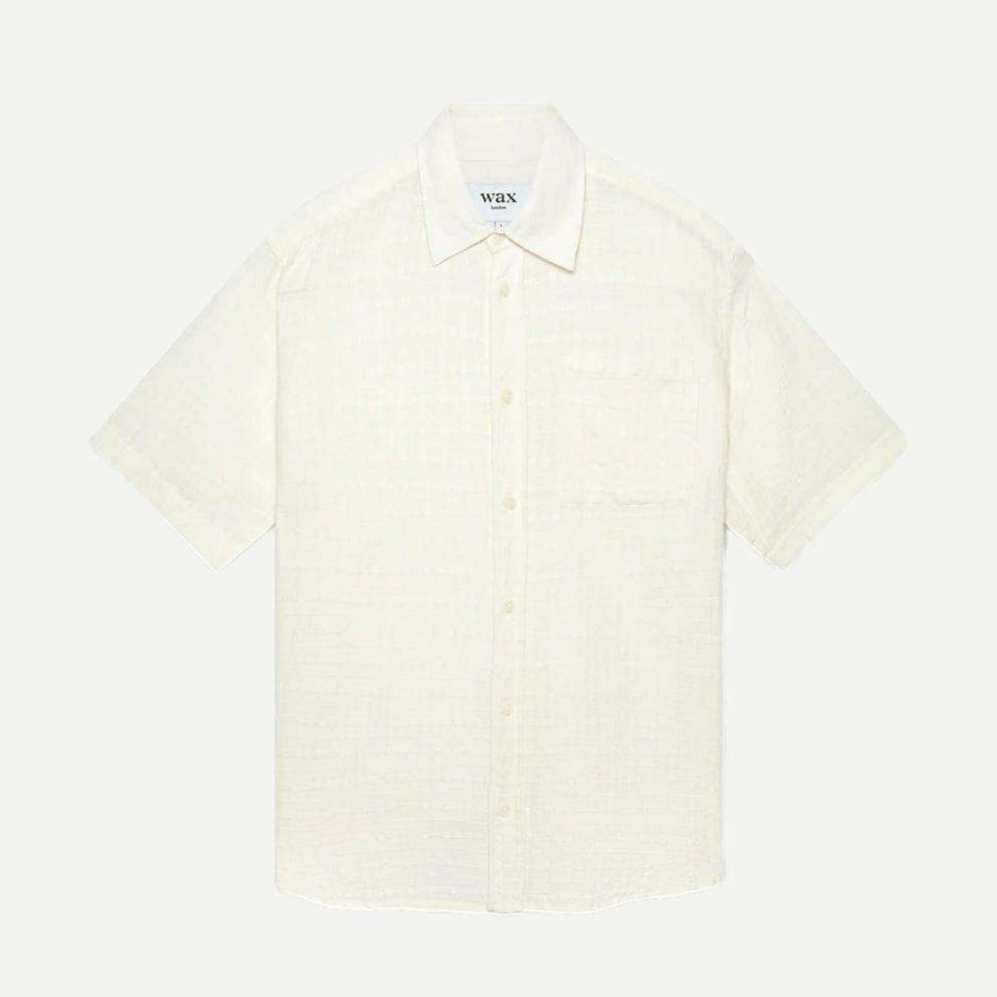 Mens * | Wax London Drum Shirt Window Check Cotton White Mens