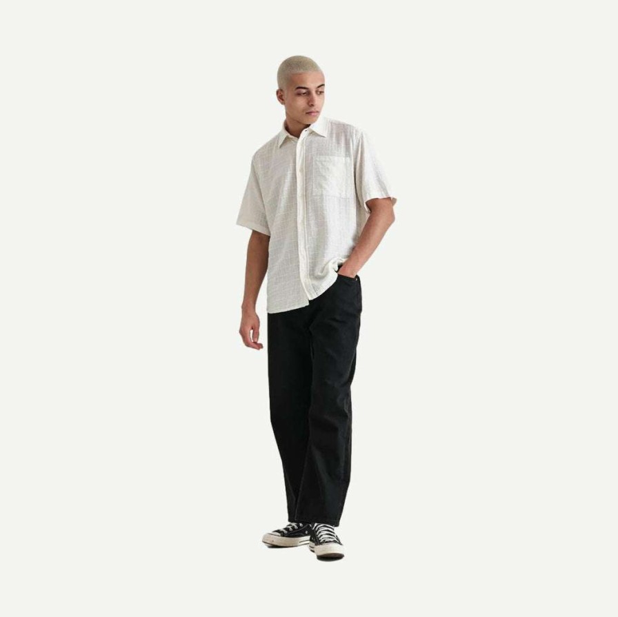 Mens * | Wax London Drum Shirt Window Check Cotton White Mens