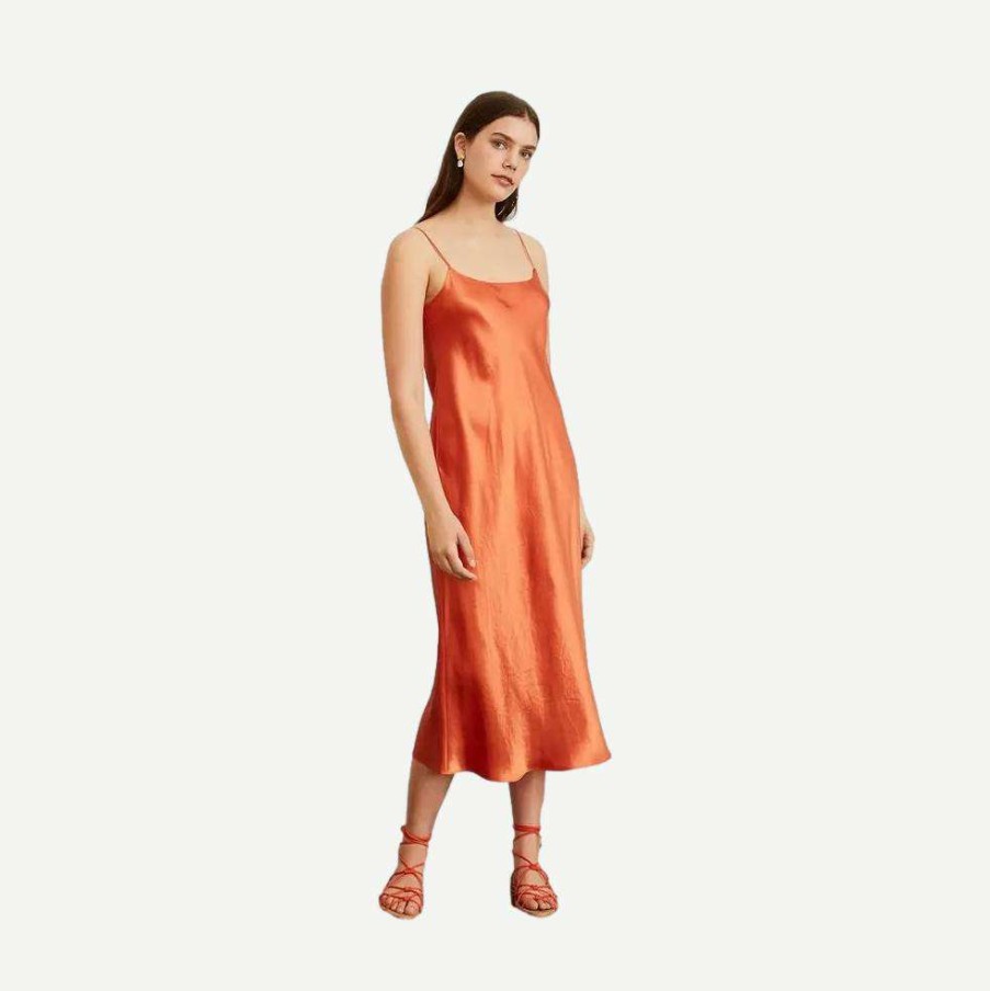 Womens * | Vince Satin Slip Dress Burnt Orange Womens