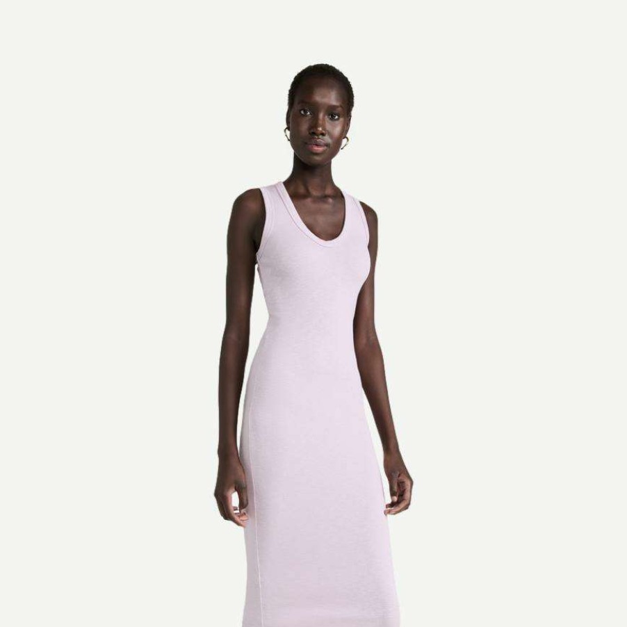 Womens * | Enza Costa Textured Sleeveless U-Neck Dress Heather